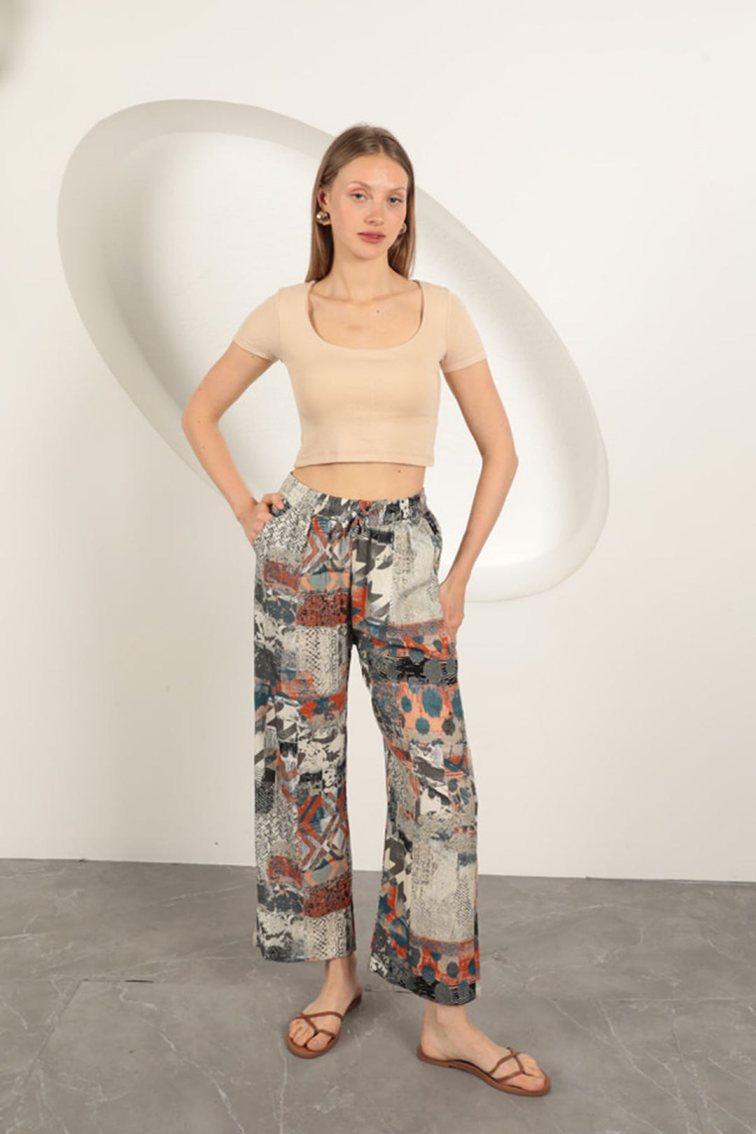 KKT U Neck Blouse-Beige - Buena Park