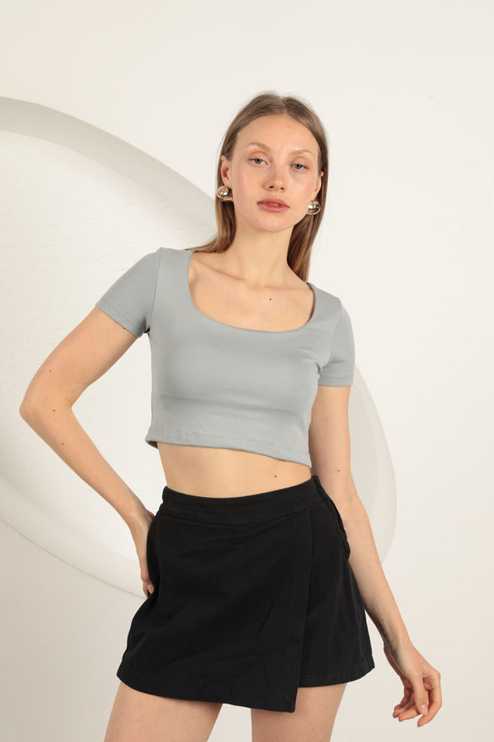 KKT U Neck Blouse-Grey - Fellbach