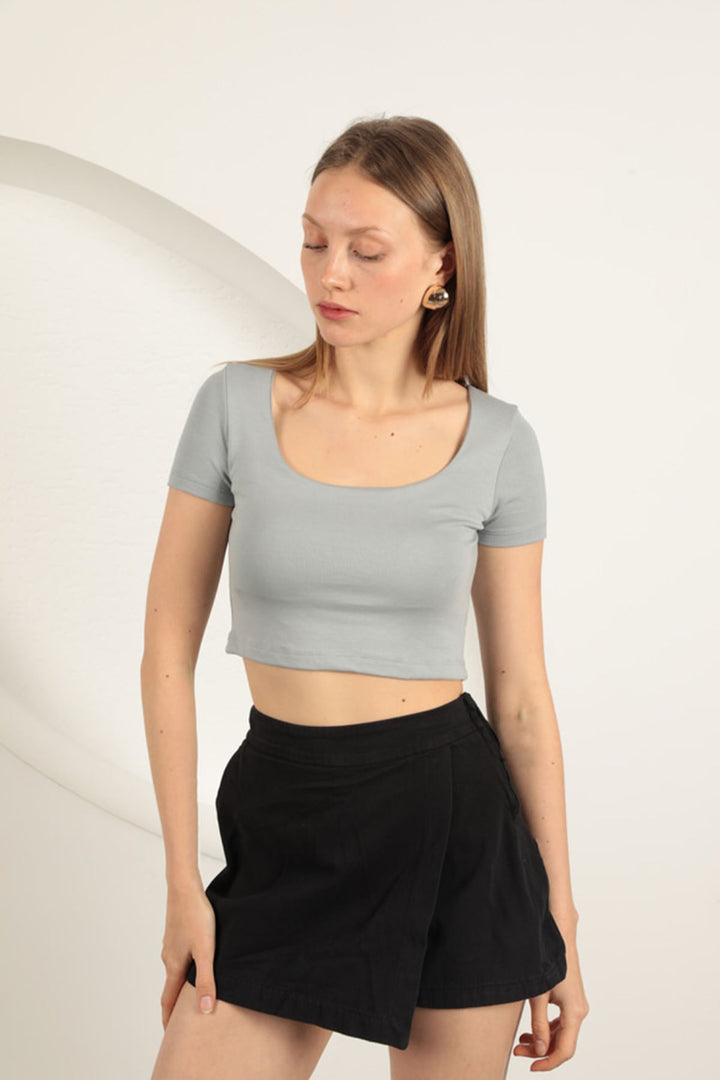 KKT U Neck Blouse-Grey - Fellbach