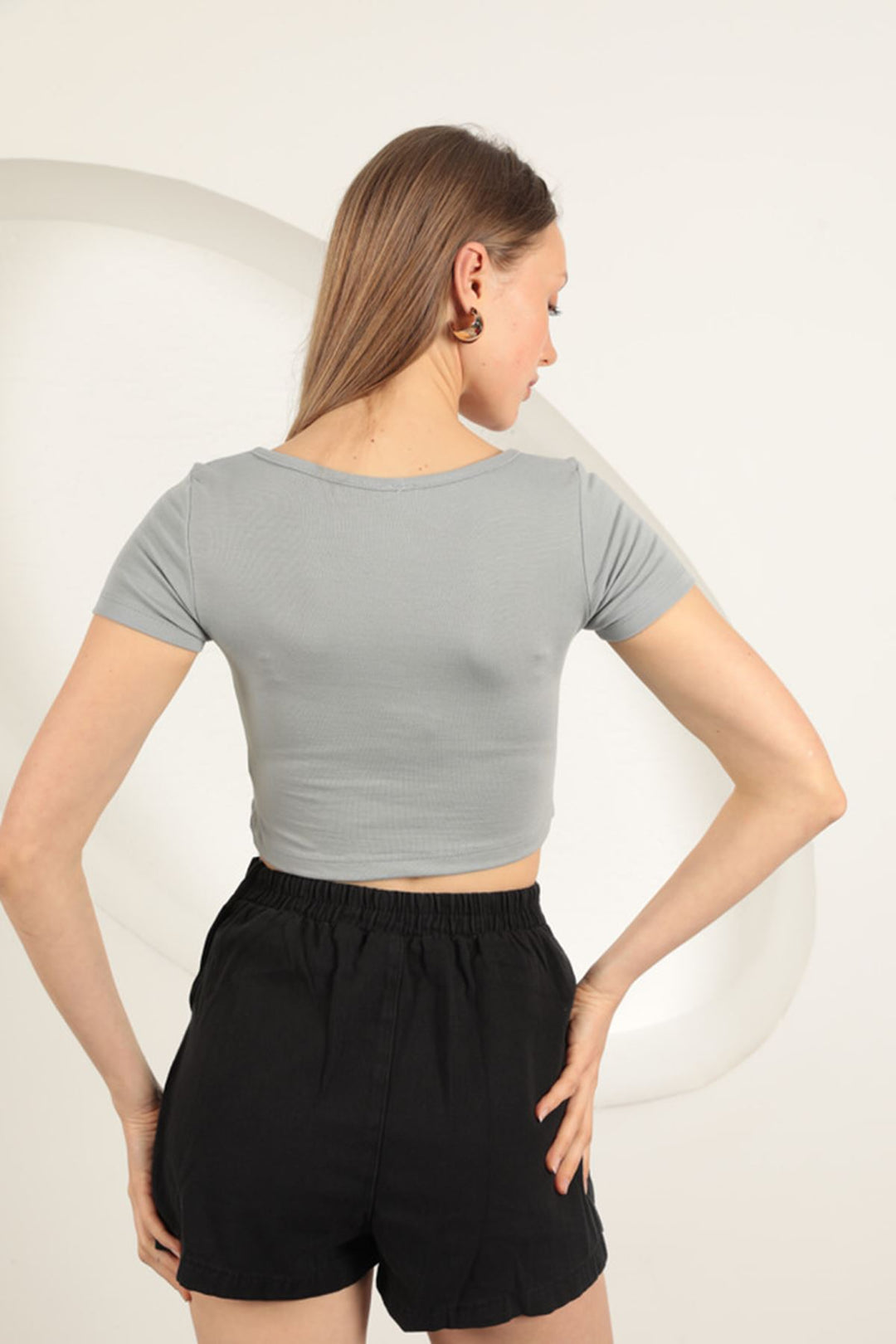 KKT U Neck Blouse-Grey - Fellbach