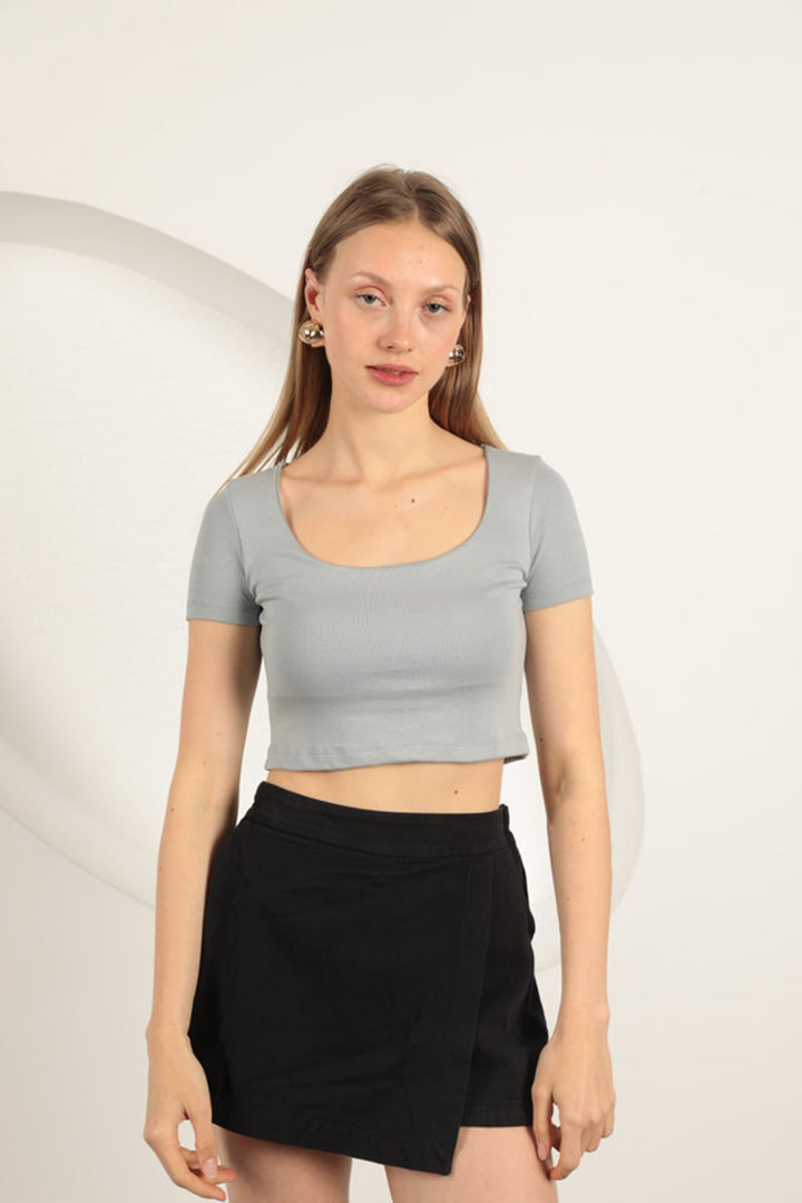 KKT U Neck Blouse-Grey - Fellbach
