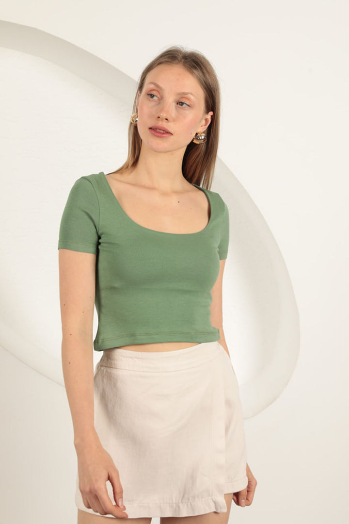 KKT U Neck Blouse-Khaki - Rennes