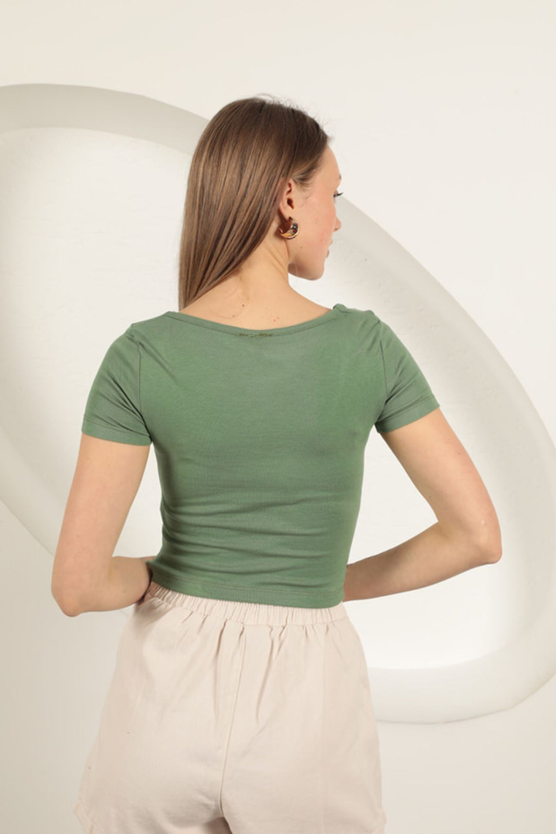 KKT U Neck Blouse-Khaki - Rennes