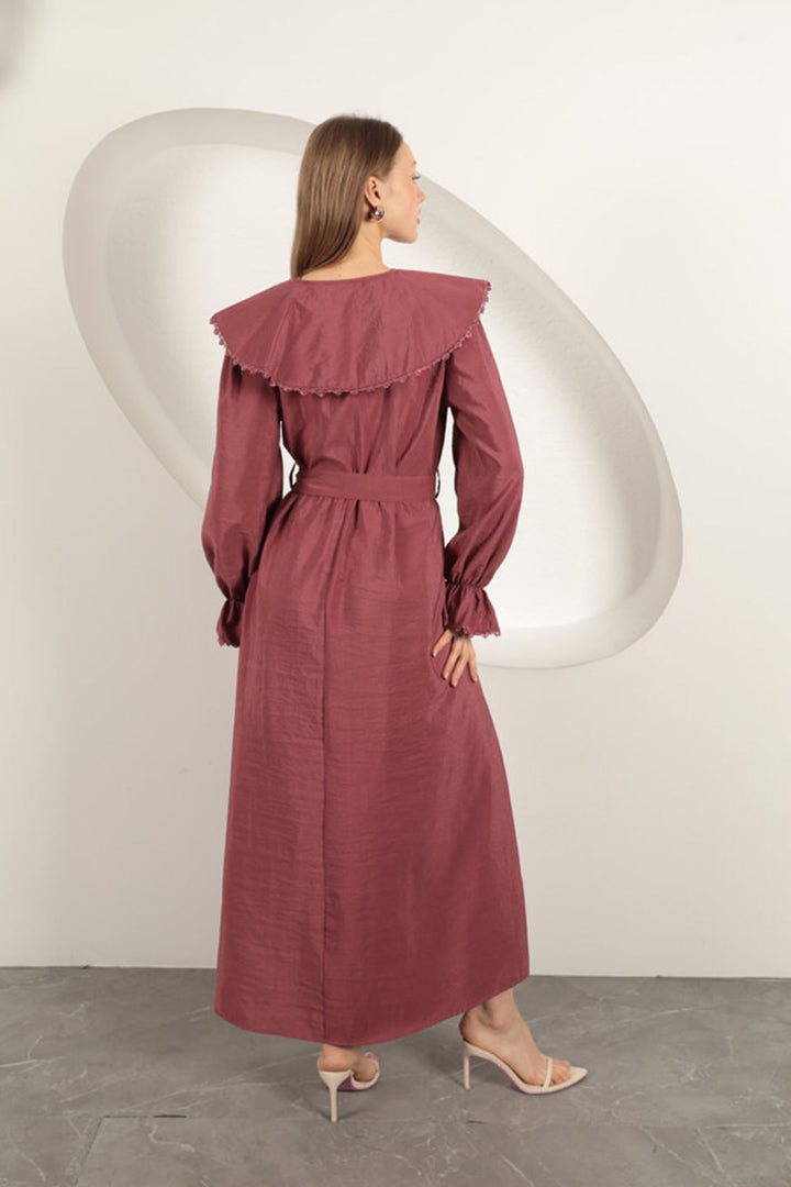 KKT Modal Fabric Lace Women's Dress-Dry Rose - West Orange