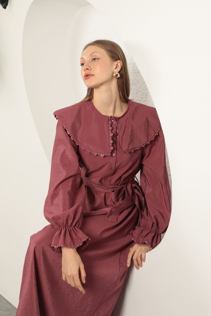 KKT Modal Fabric Lace Women's Dress-Dry Rose - West Orange