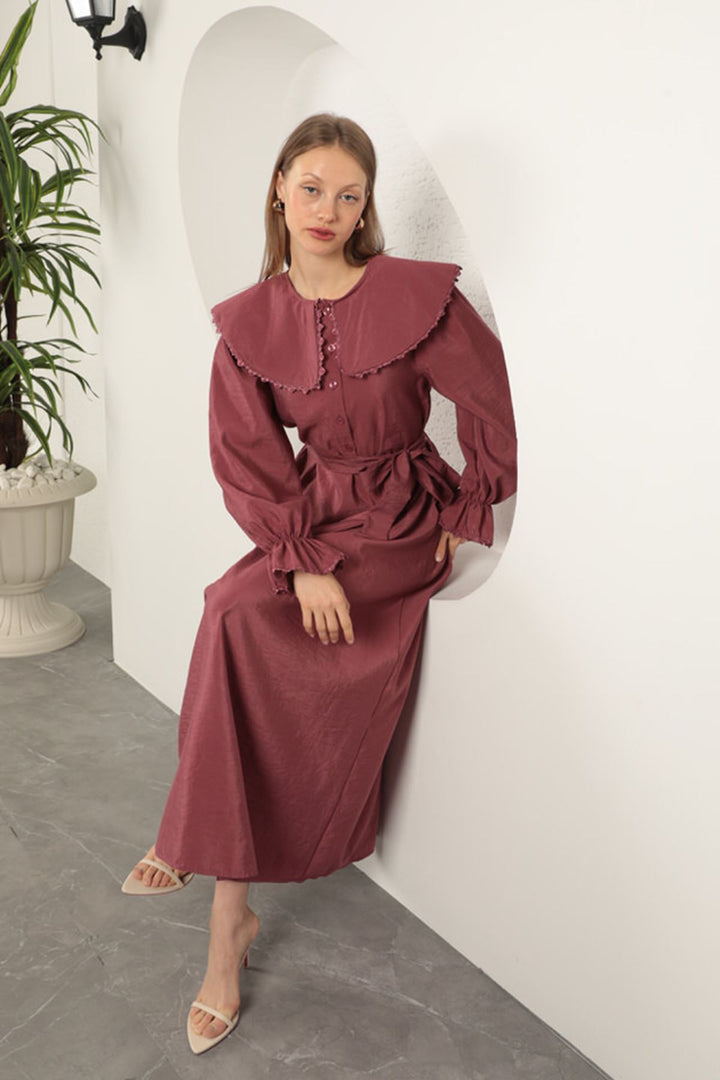 KKT Modal Fabric Lace Women's Dress-Dry Rose - West Orange