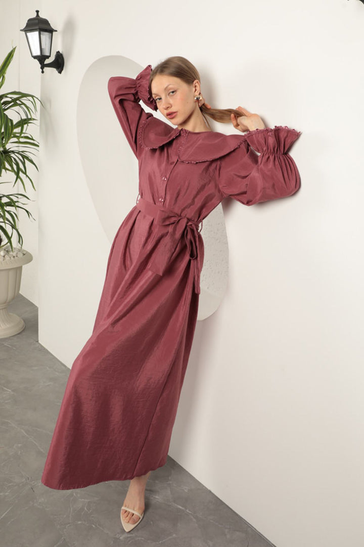 KKT Modal Fabric Lace Women's Dress-Dry Rose - West Orange