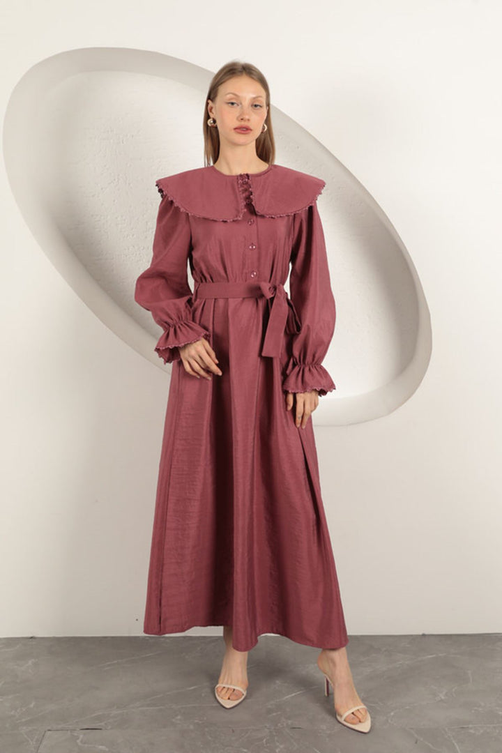 KKT Modal Fabric Lace Women's Dress-Dry Rose - West Orange