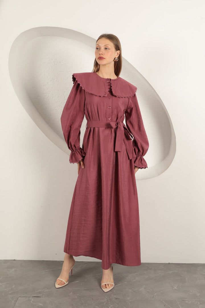 KKT Modal Fabric Lace Women's Dress-Dry Rose - West Orange