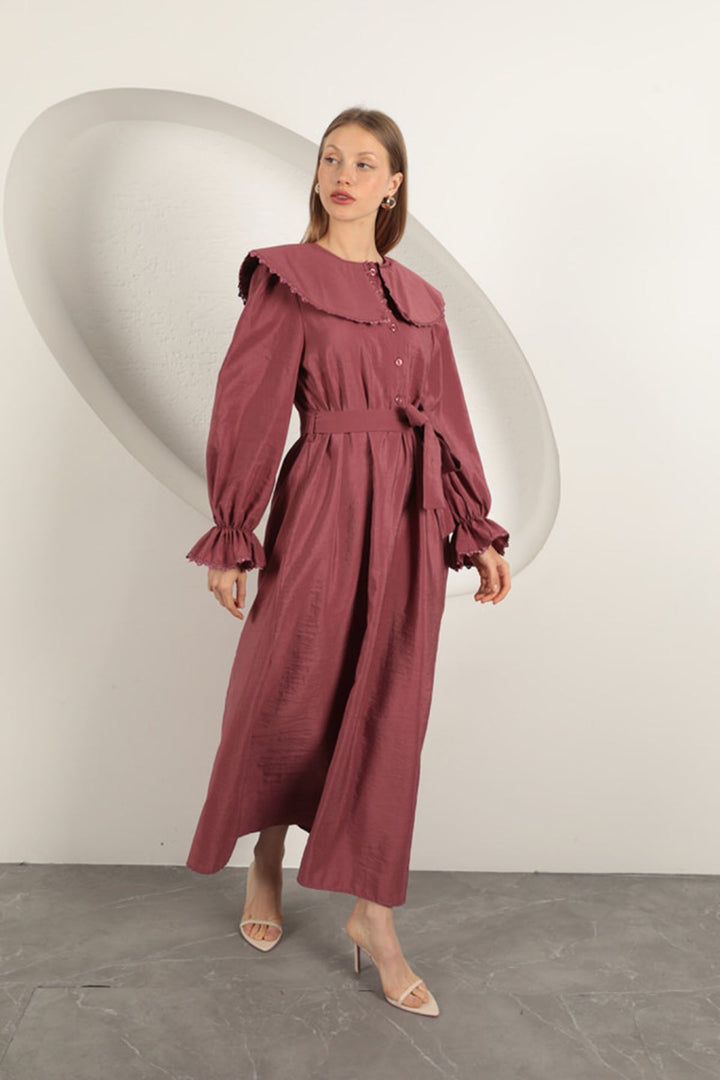 KKT Modal Fabric Lace Women's Dress-Dry Rose - West Orange