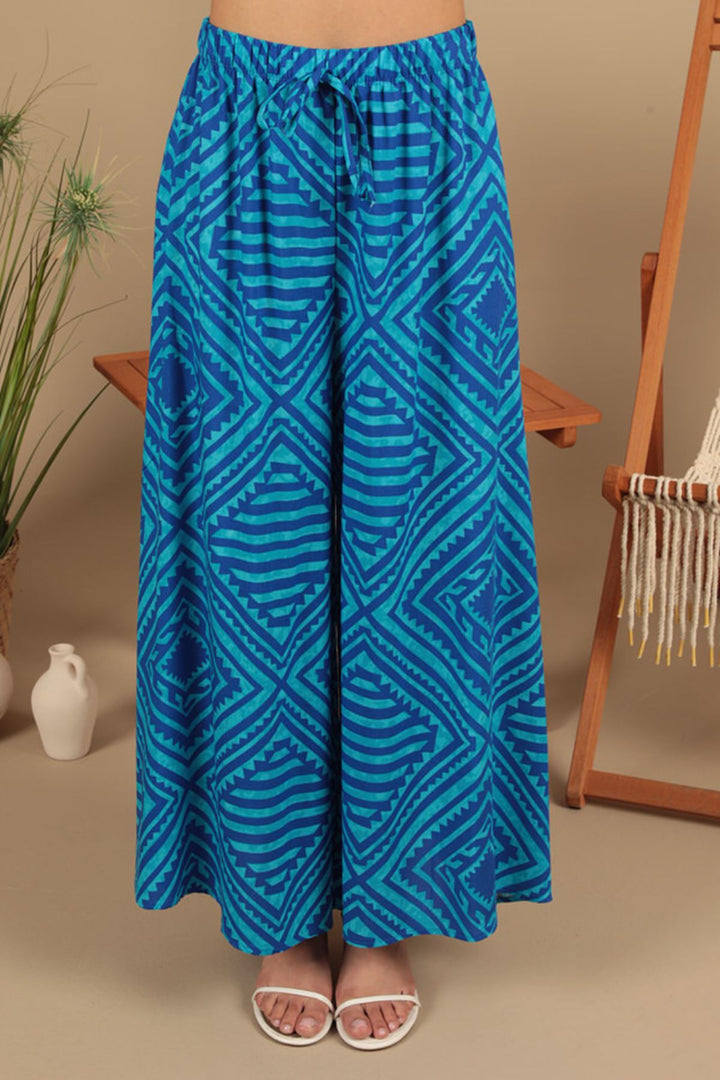 KKT Viscose Fabric Patterned Women's Suit-Blue - Roswell