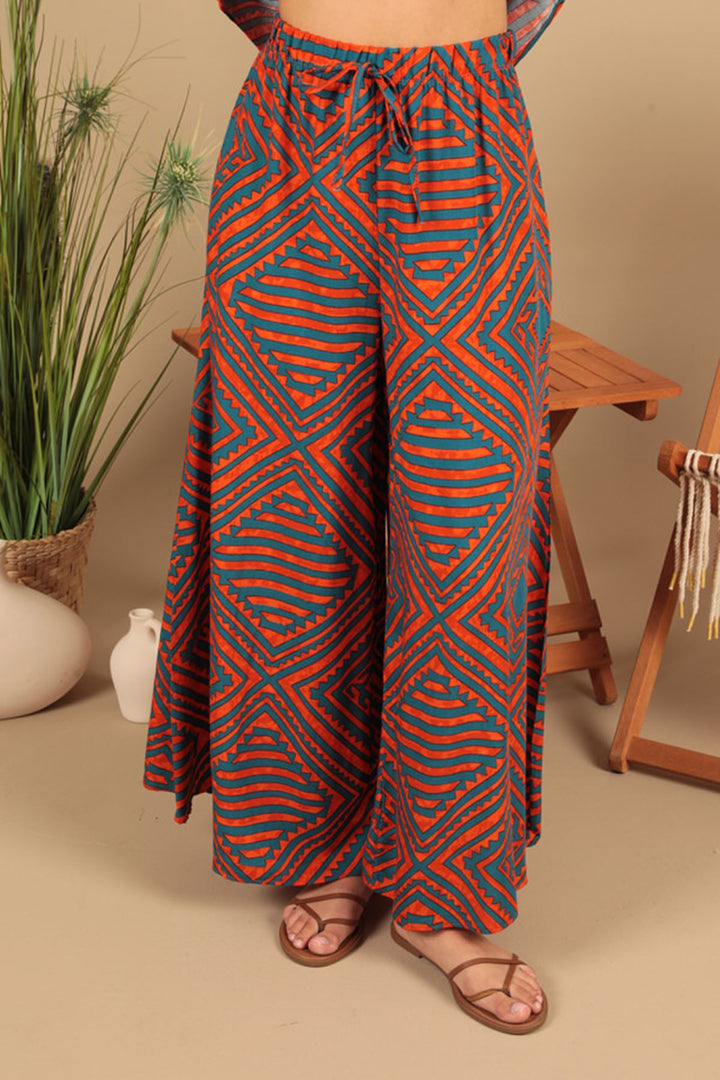 KKT Viscose Fabric Patterned Women's Suit-Orange - Rioverde