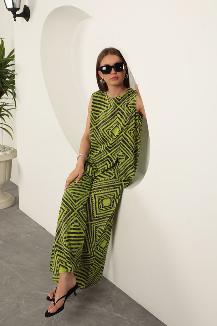 KKT Viscose Fabric Patterned Women's Suit-Oil Green - Casalecchio di Reno