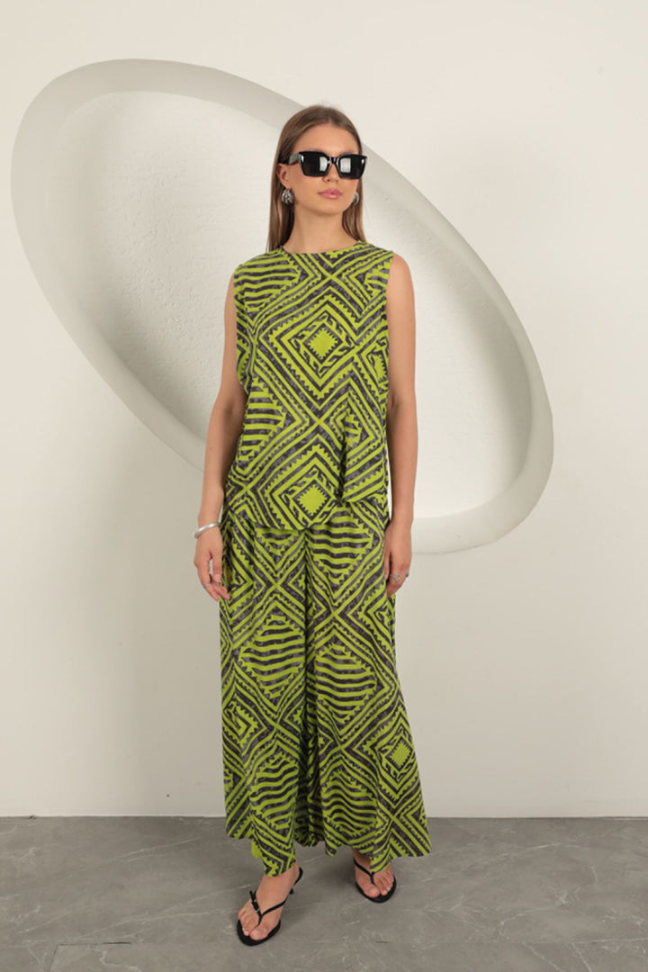 KKT Viscose Fabric Patterned Women's Suit-Oil Green - Casalecchio di Reno