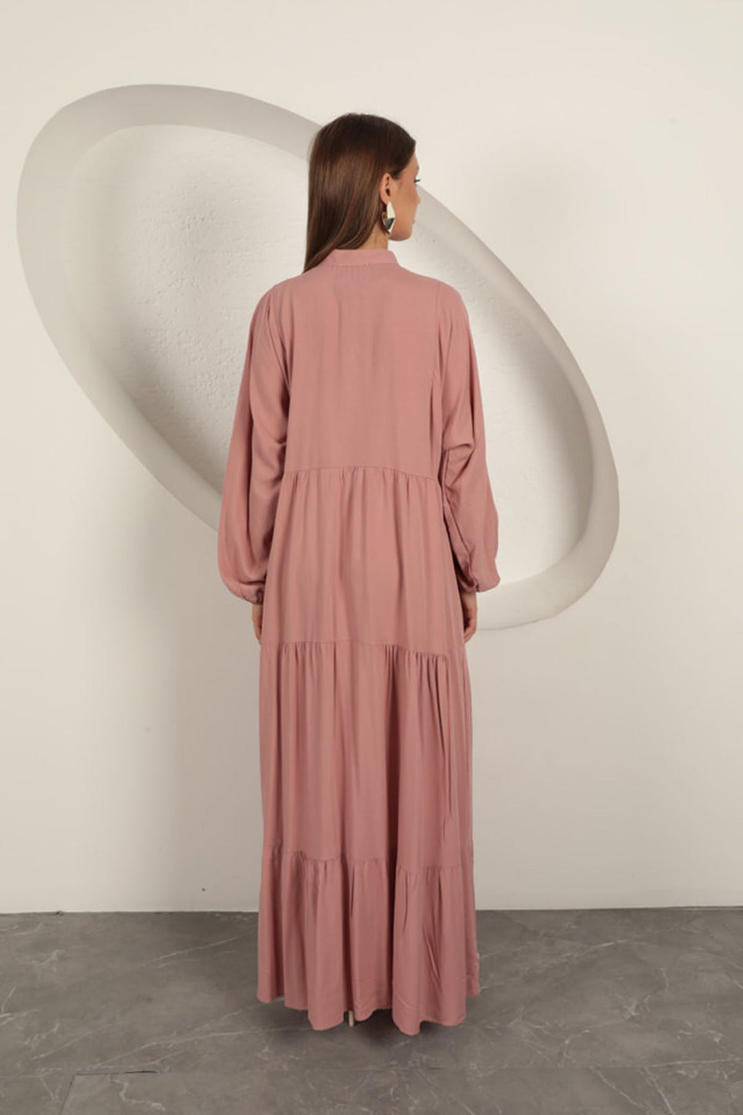 KKT Viscose Fabric Buttoned Dress-Dry Rose - Bridlington