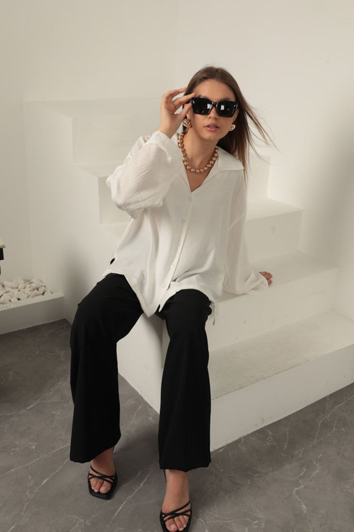 KKT Çilek Fabric Women's Shirt-Ecru - Leavenworth