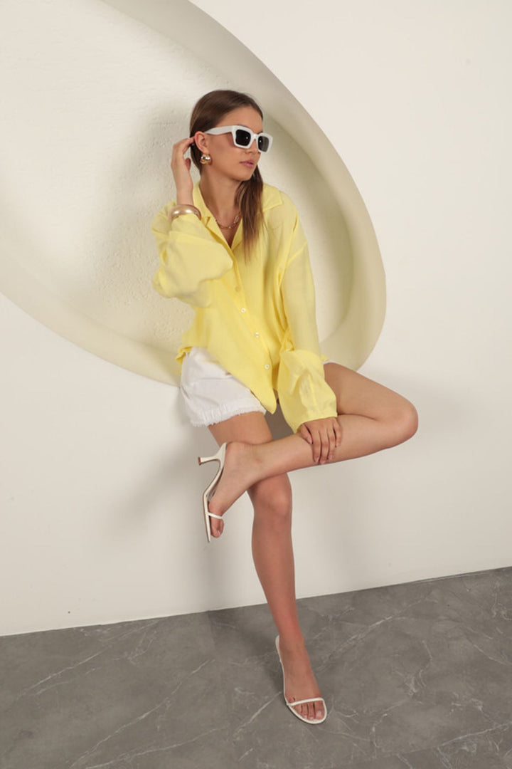KKT Strawberry Fabric Women's Shirt-Yellow - Cambridge