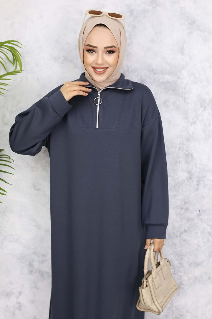 BNG Women Basic Hijab Dress - Anthracite 2333 - Tbilisi