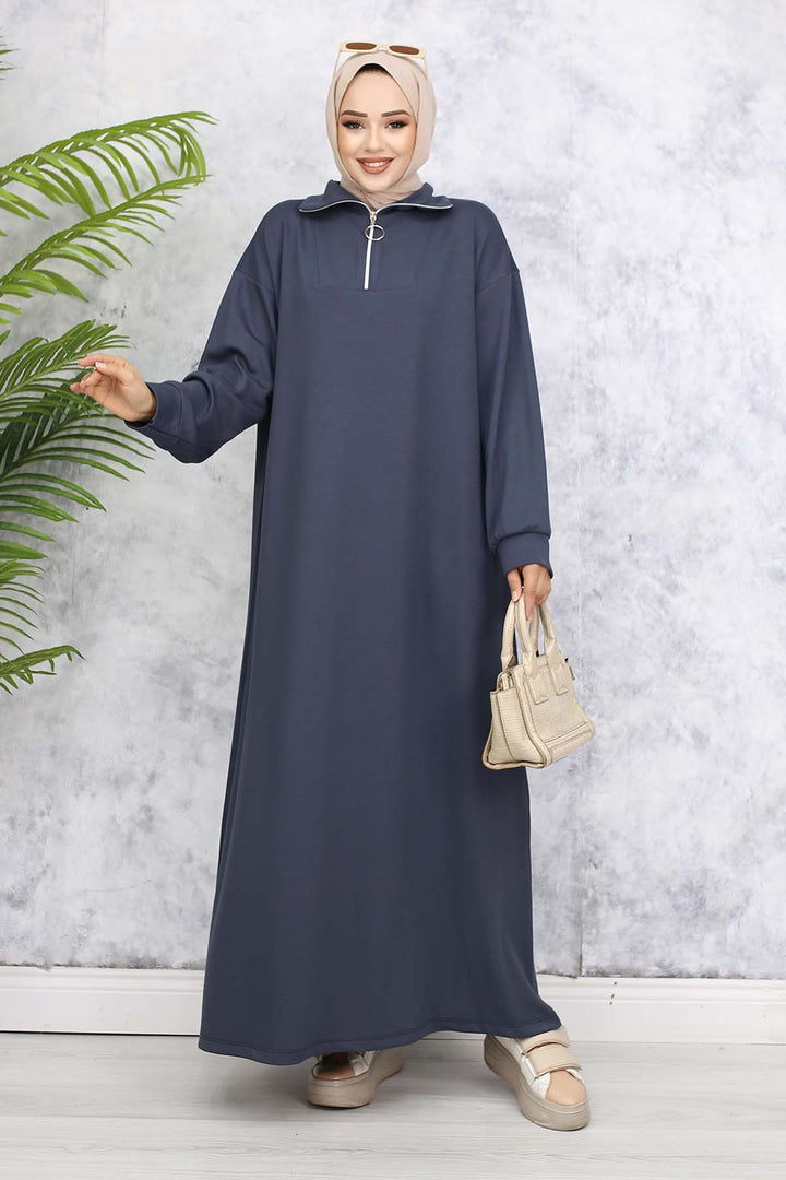 BNG Women Basic Hijab Dress - Anthracite 2333 - Tbilisi
