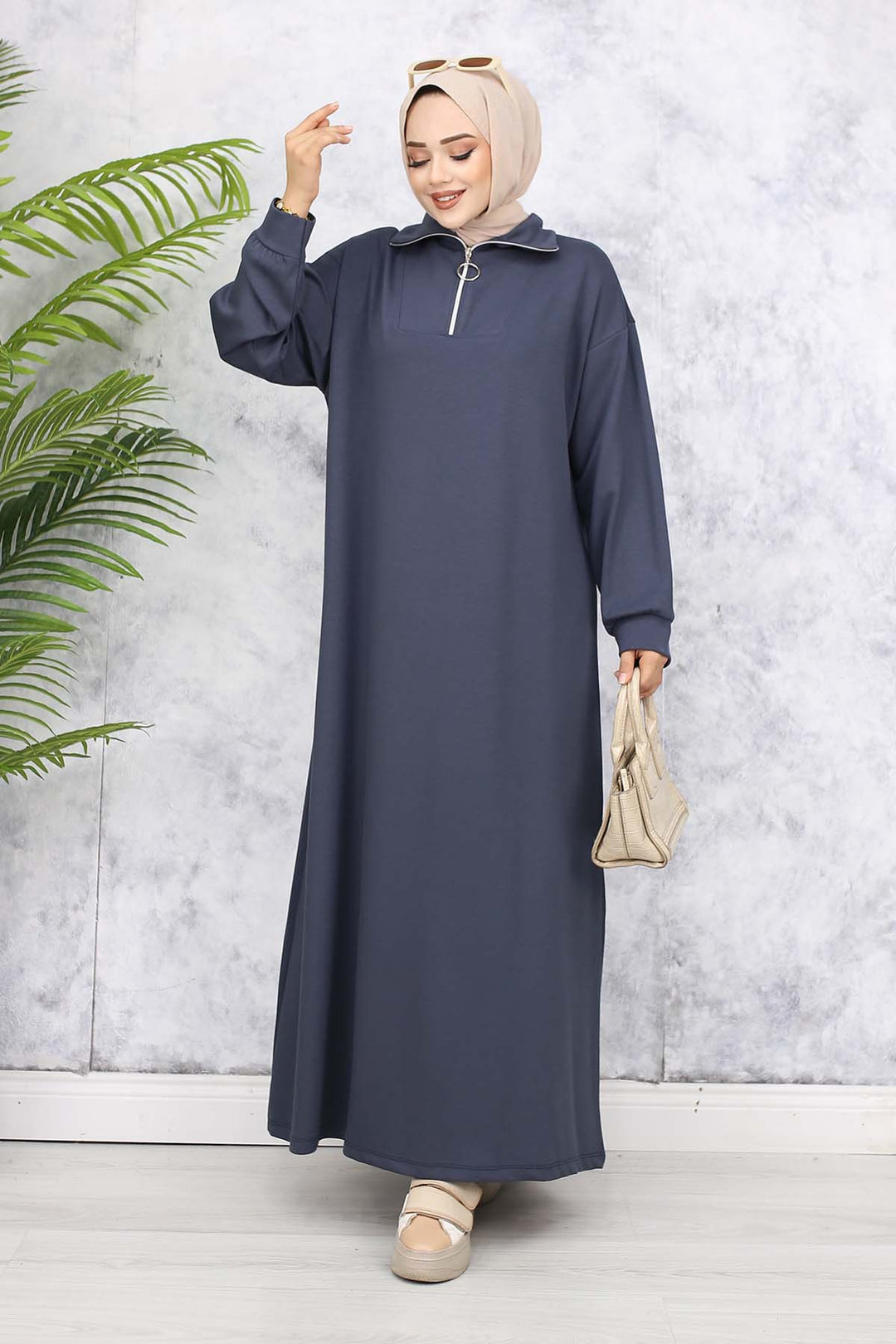 BNG Women Basic Hijab Dress - Anthracite 2333 - Tbilisi