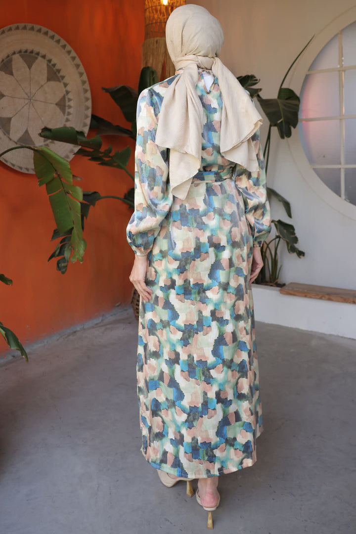 BNG Women Patterned Hijab Dress Green - Clermont