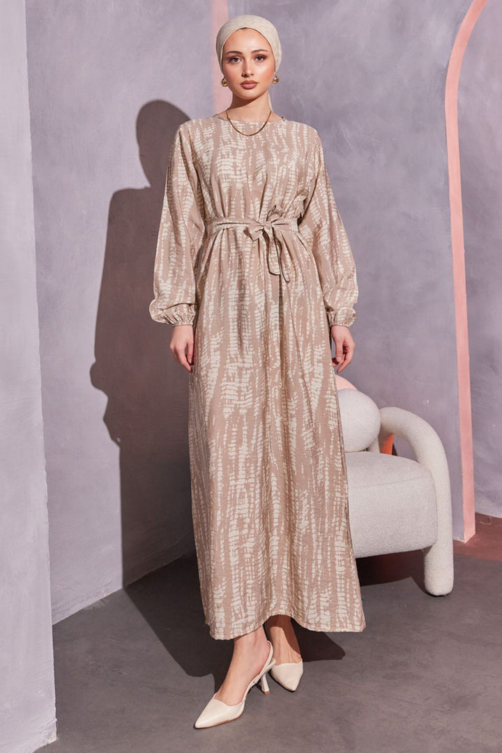 BNG Women Patterned Hijab Dress Beige - Clermont