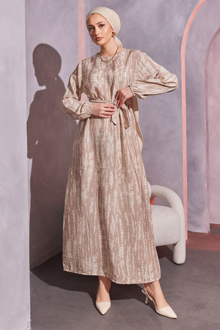 BNG Women Patterned Hijab Dress Beige - Clermont