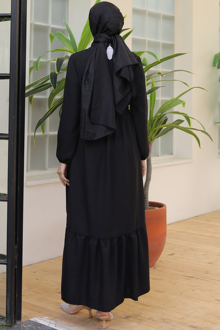 BNG Women Linen Dress with Pearl Necklace Black - Clermont