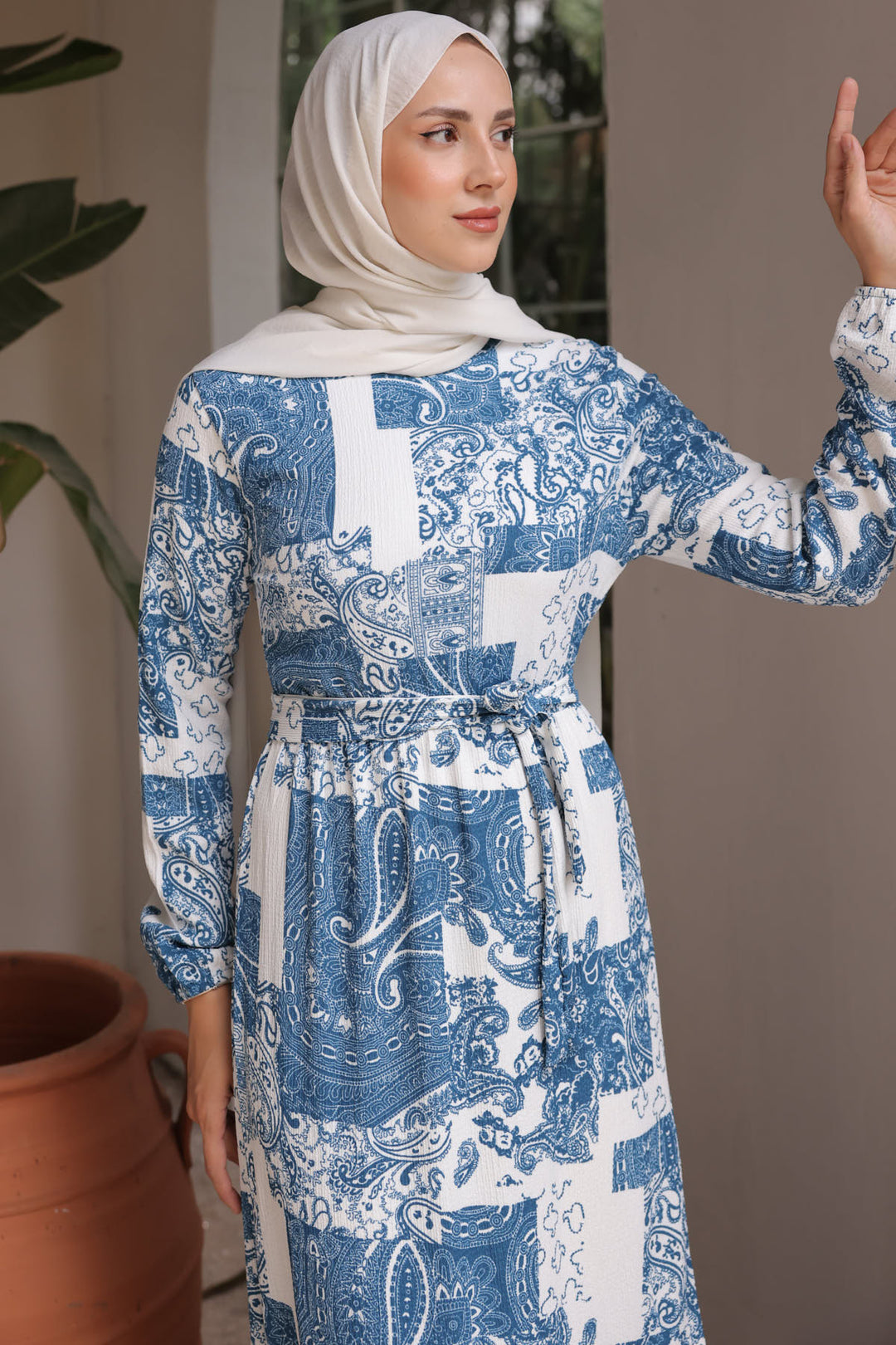BNG Women Patterned Hijab Dress Blue - Clermont