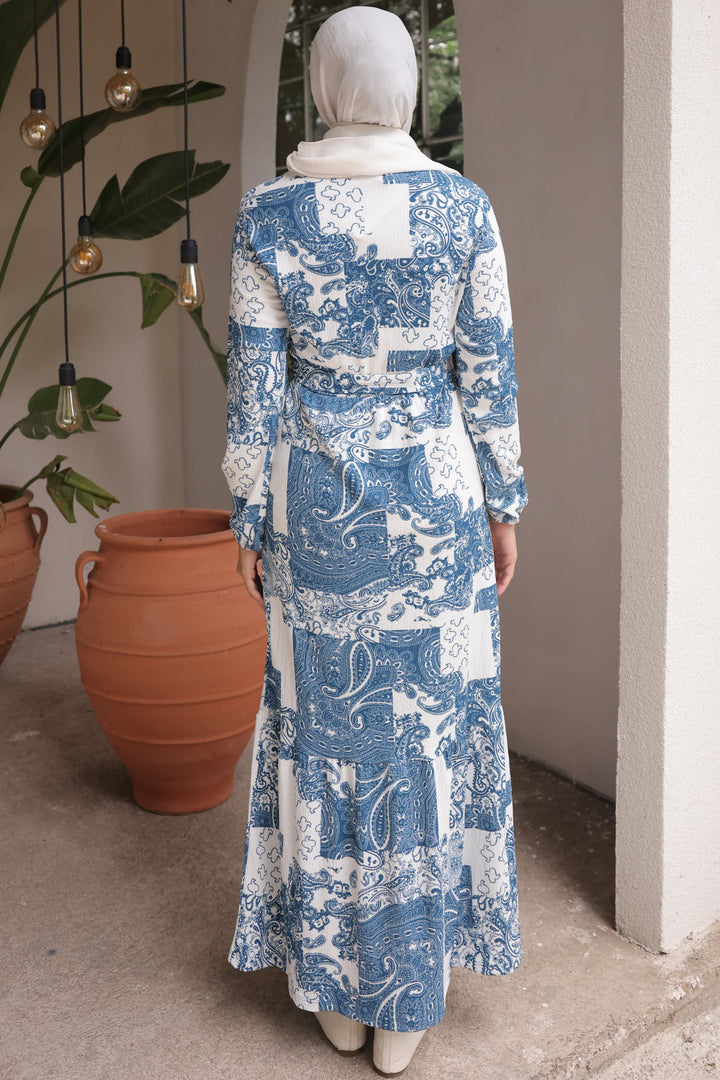 BNG Women Patterned Hijab Dress Blue - Clermont