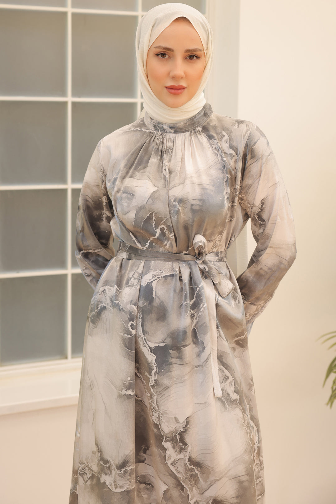 BNG Women Satin Hijab Dress Gray - Clermont