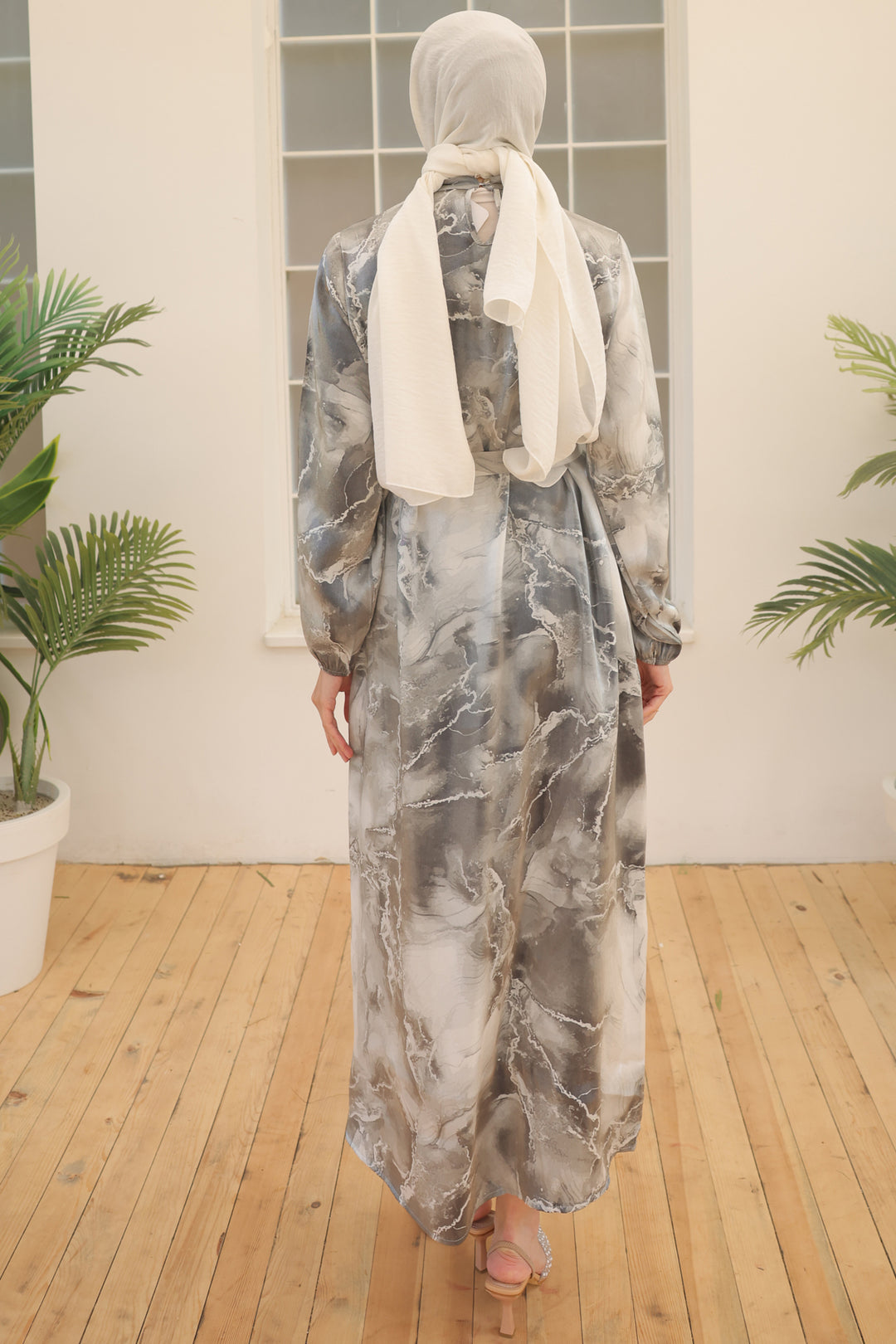 BNG Women Satin Hijab Dress Gray - Clermont