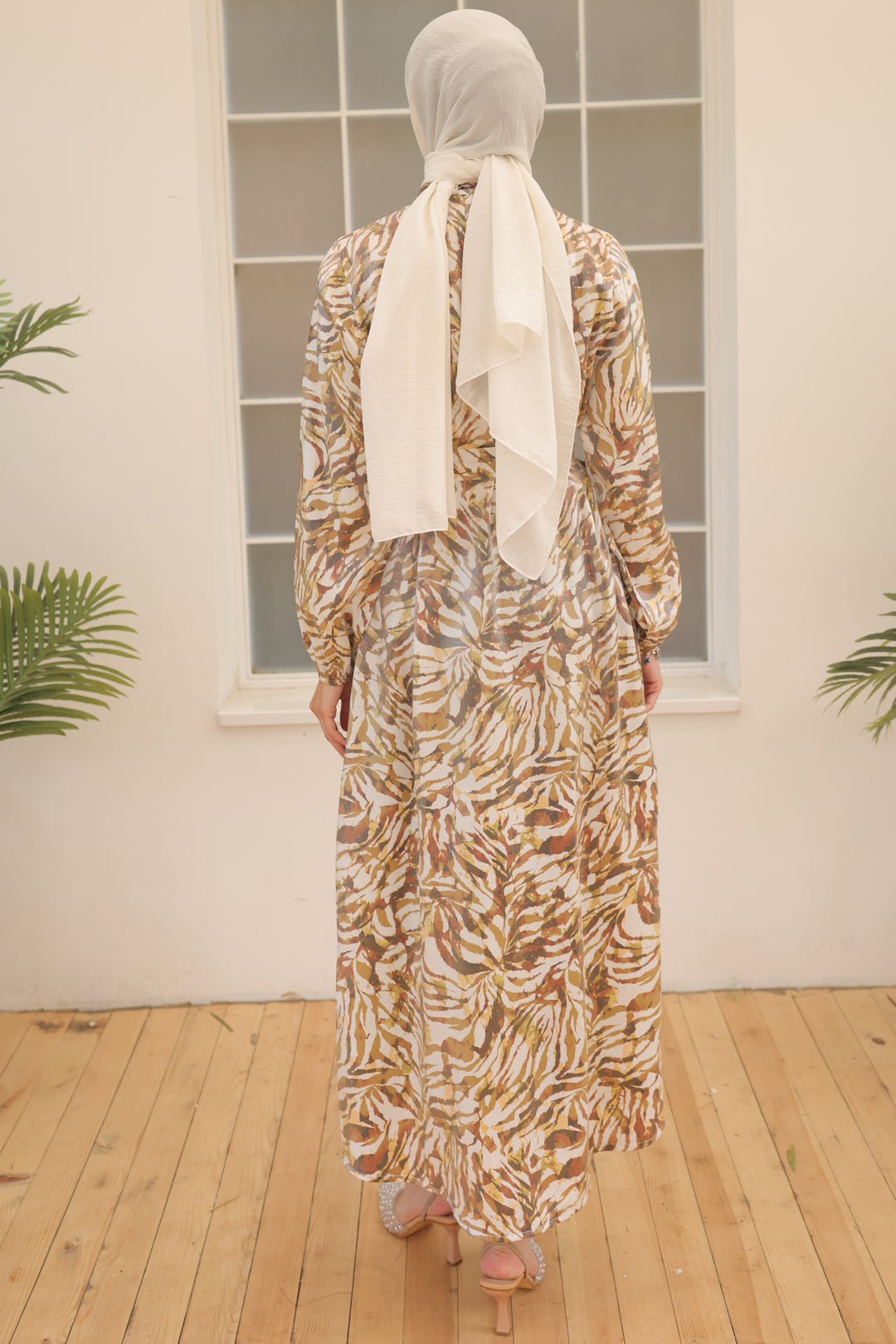 BNG Women Satin Hijab Dress Mustard - Clermont