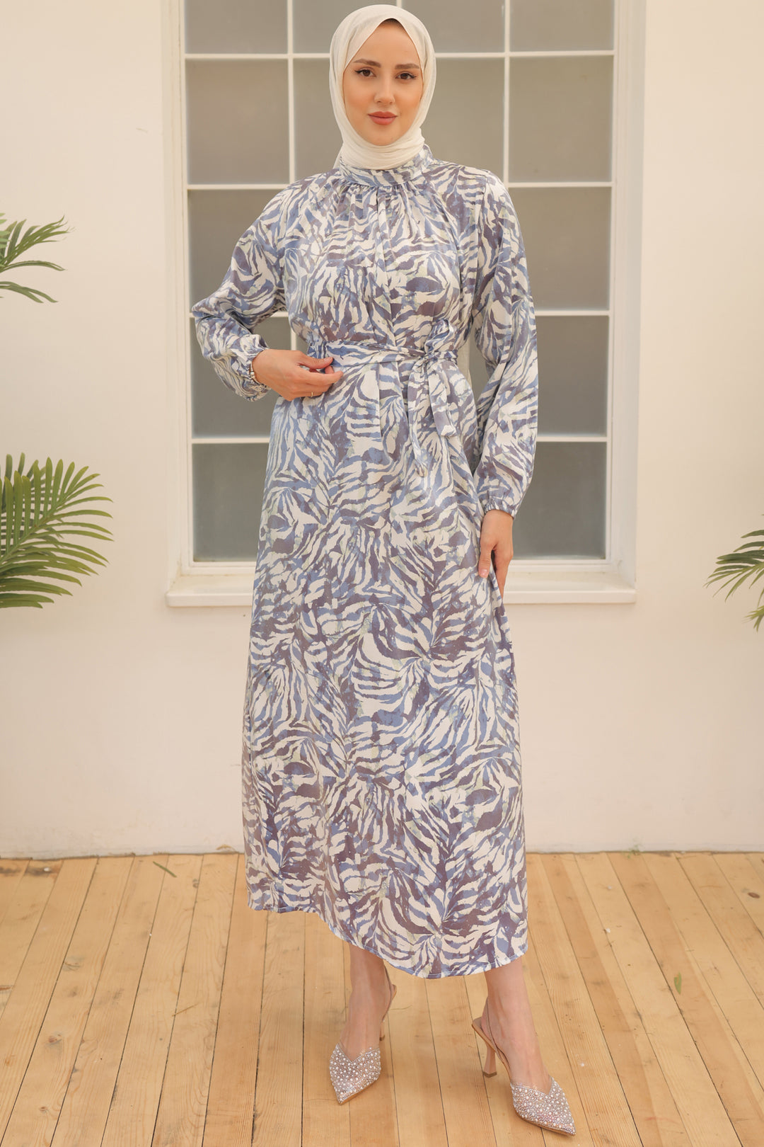 BNG Women Satin Hijab Dress Blue - Clermont