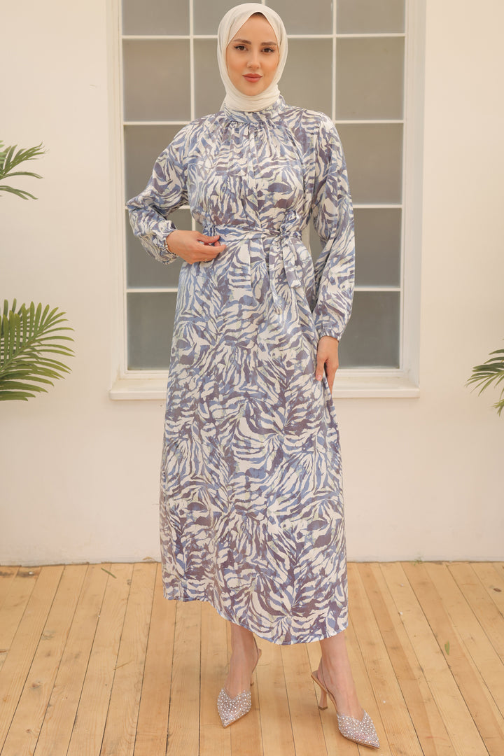 BNG Women Satin Hijab Dress Blue - Clermont