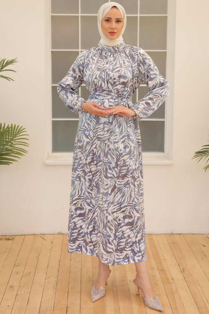 BNG Women Satin Hijab Dress Blue - Clermont