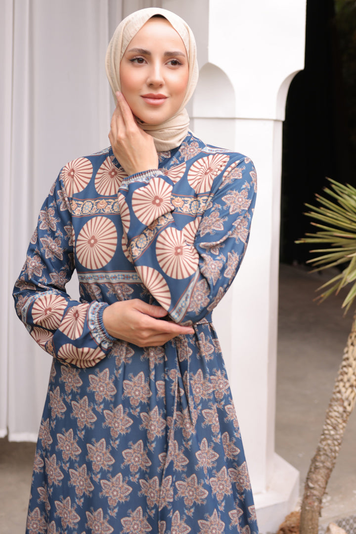 BNG Women Patterned Hijab Dress Navy Blue - Clermont