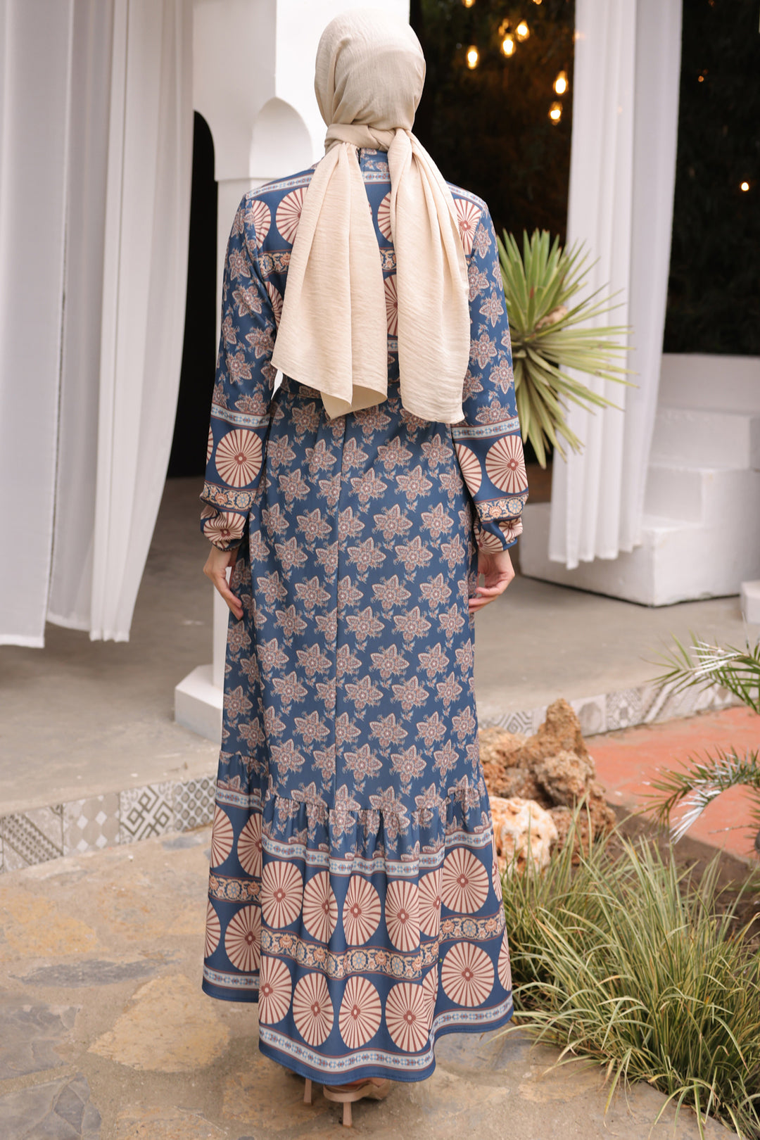 BNG Women Patterned Hijab Dress Navy Blue - Clermont