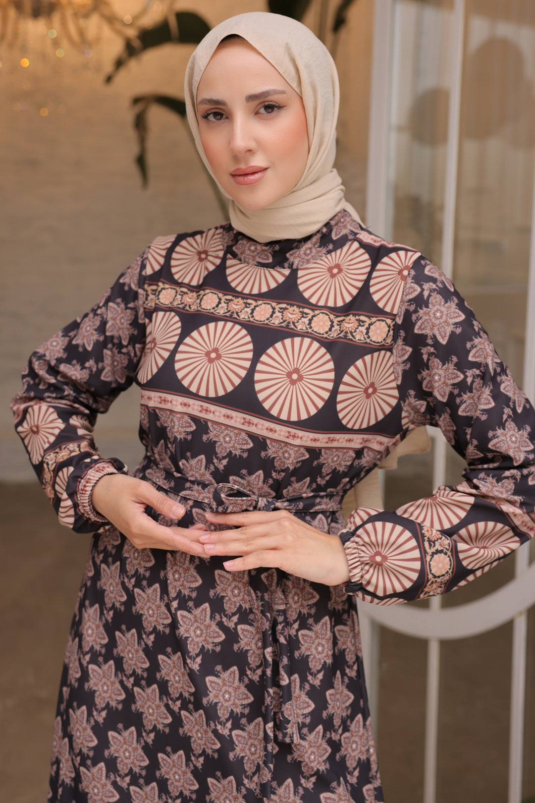 BNG Women Patterned Hijab Dress Black - Clermont