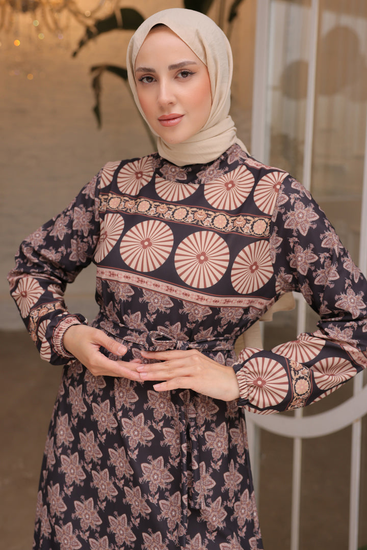BNG Women Patterned Hijab Dress Black - Clermont