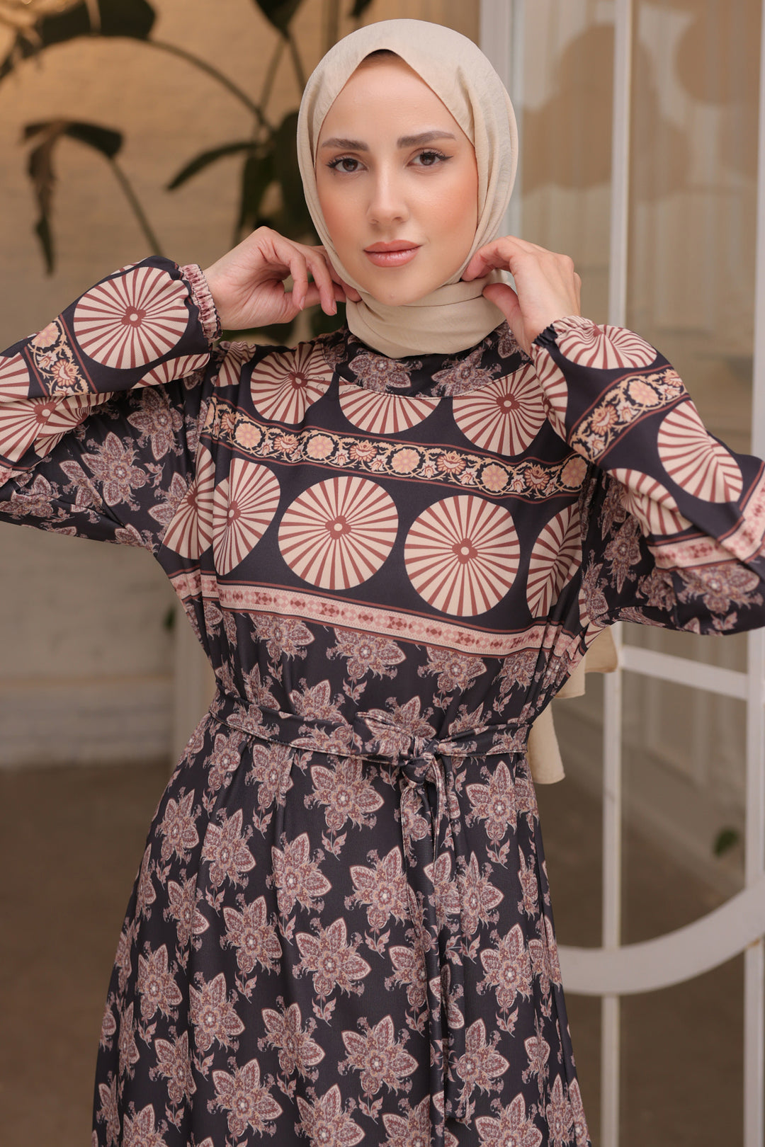 BNG Women Patterned Hijab Dress Black - Clermont
