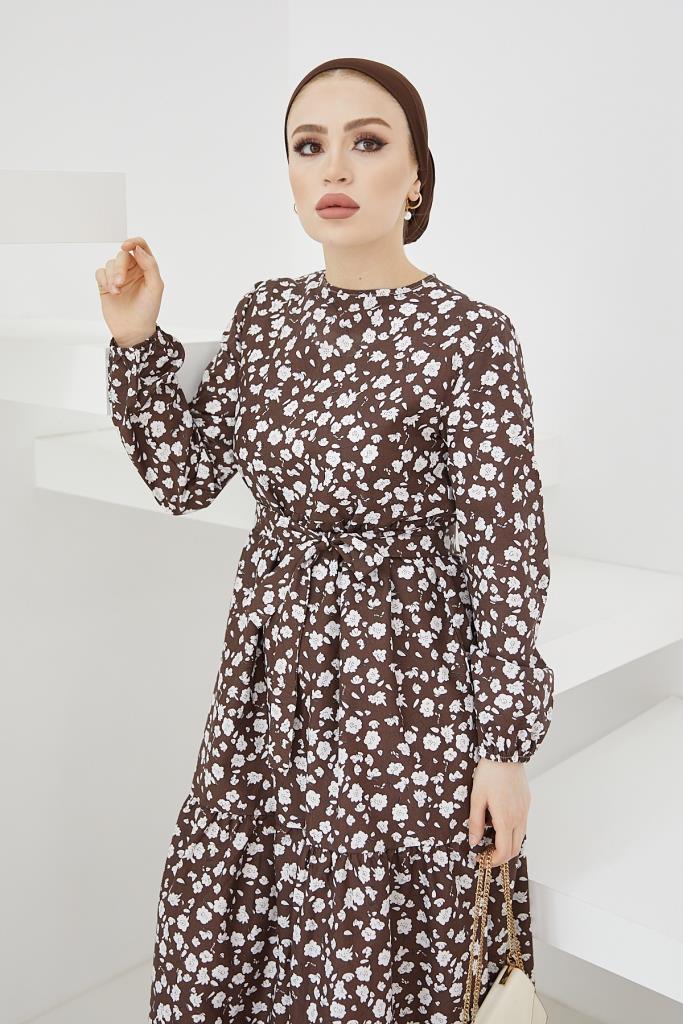 BNG Women Daisy Pattern Dress Brown - Clermont