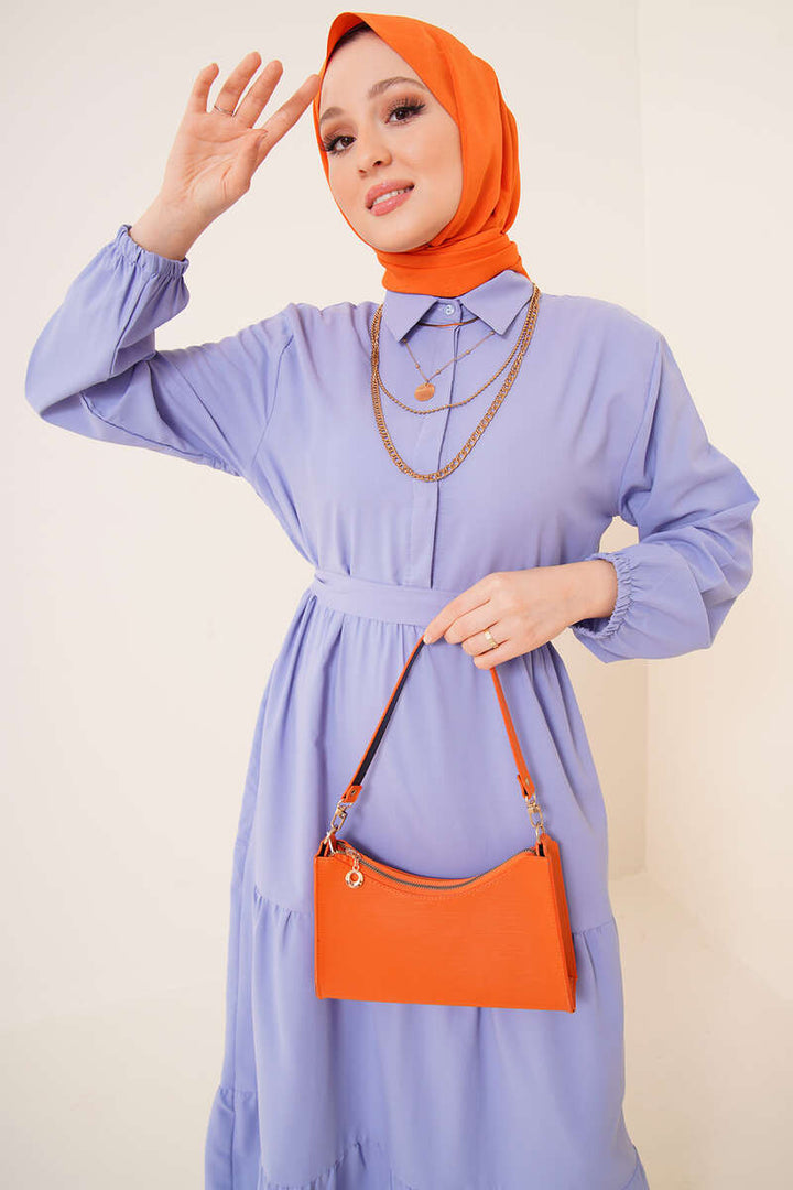 BNG Women Shirt Collar Buttoned Hijab Dress Blue - Clermont