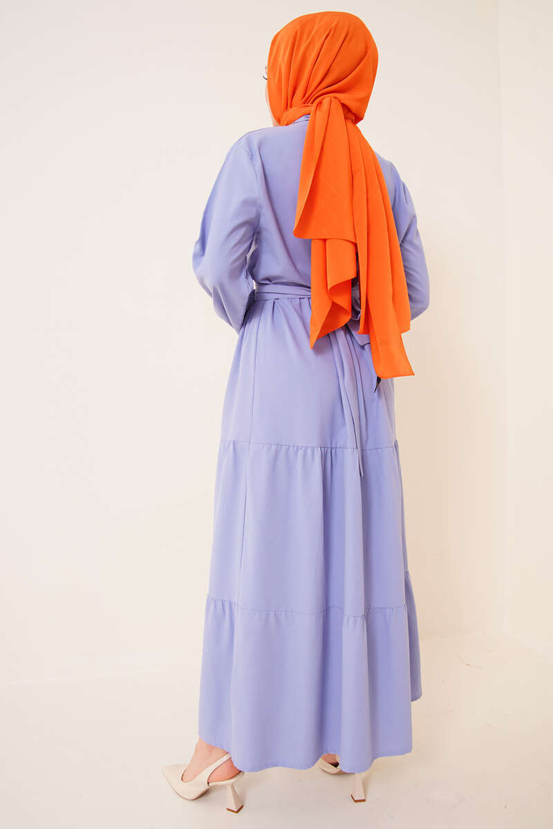 BNG Women Shirt Collar Buttoned Hijab Dress Blue - Clermont