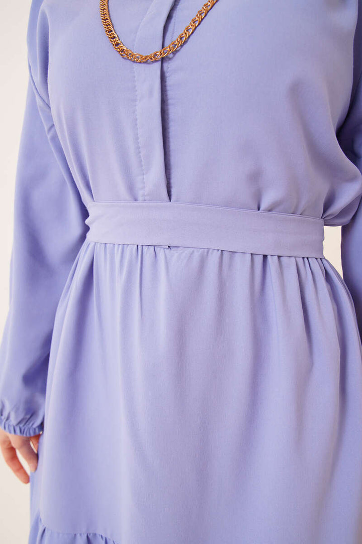 BNG Women Shirt Collar Buttoned Hijab Dress Blue - Clermont