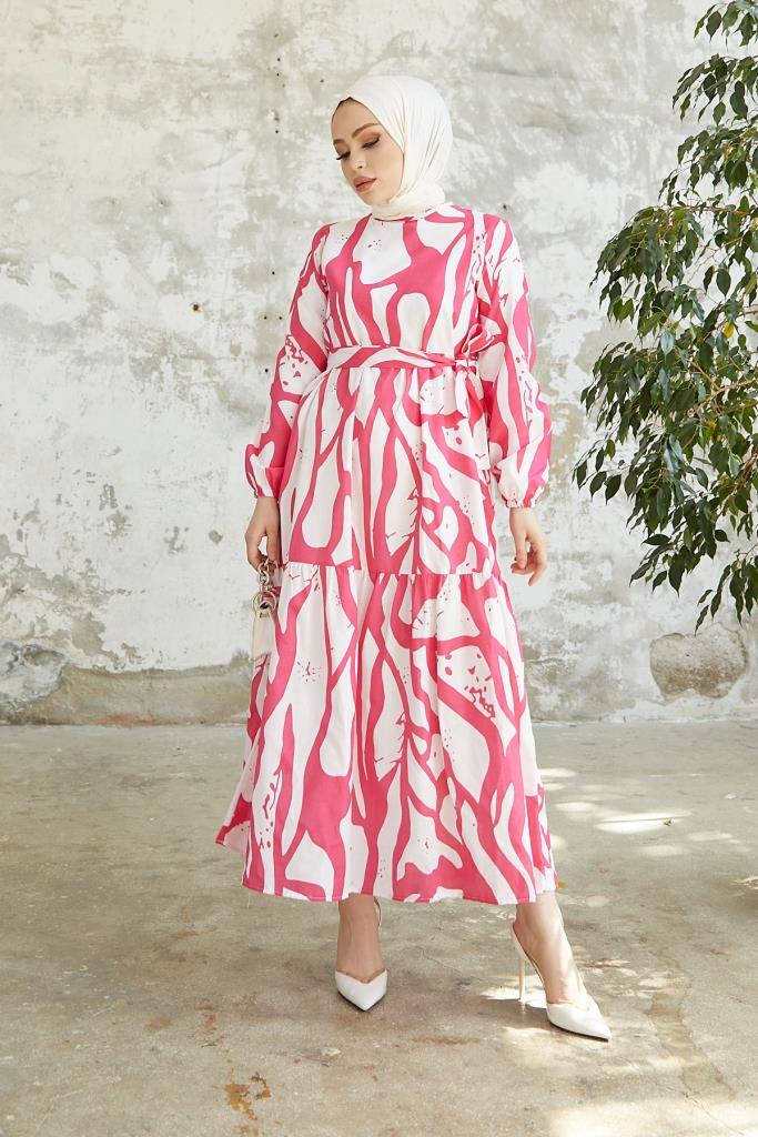 BNG Women Patterned Hijab Dress Fuchsia - Clermont