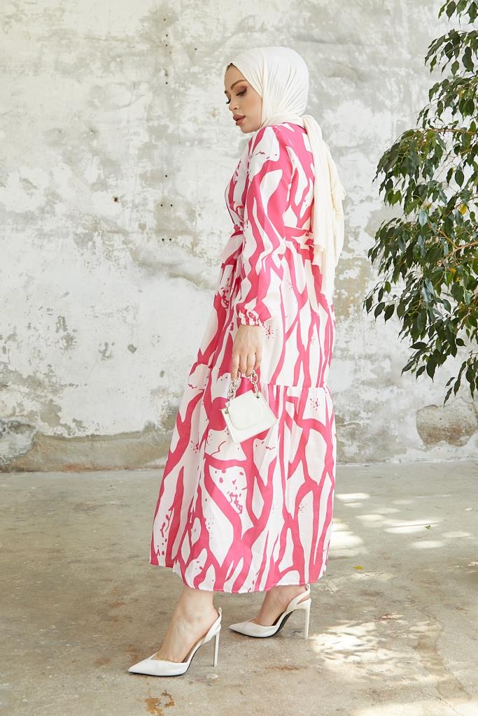 BNG Women Patterned Hijab Dress Fuchsia - Clermont