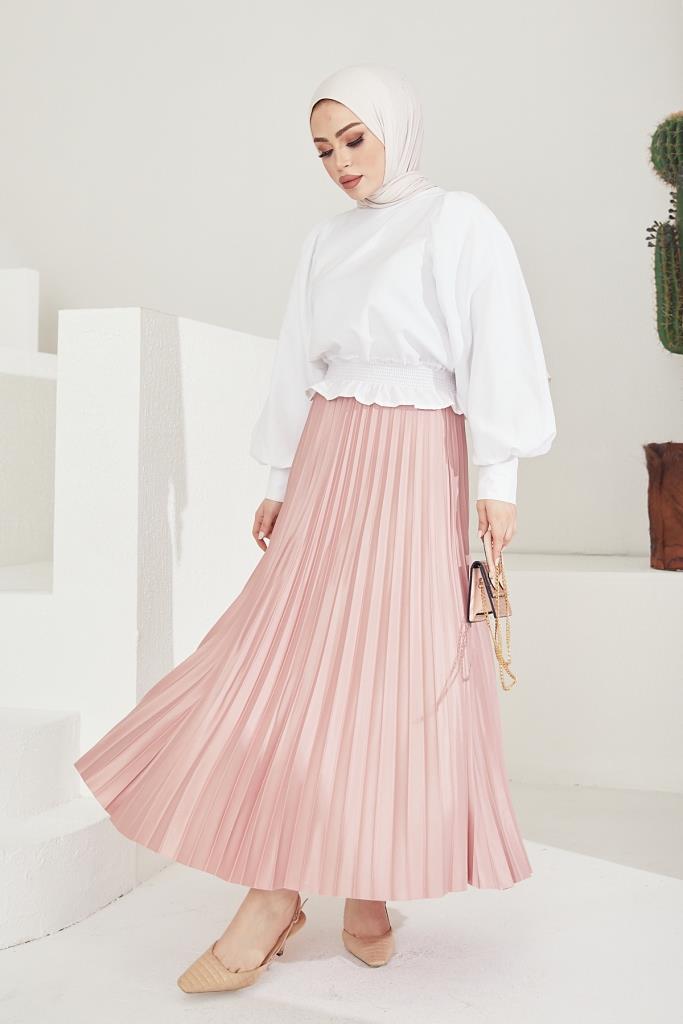 BNG Women Elastic Waist Ruffled Skirt Powder - Clermont