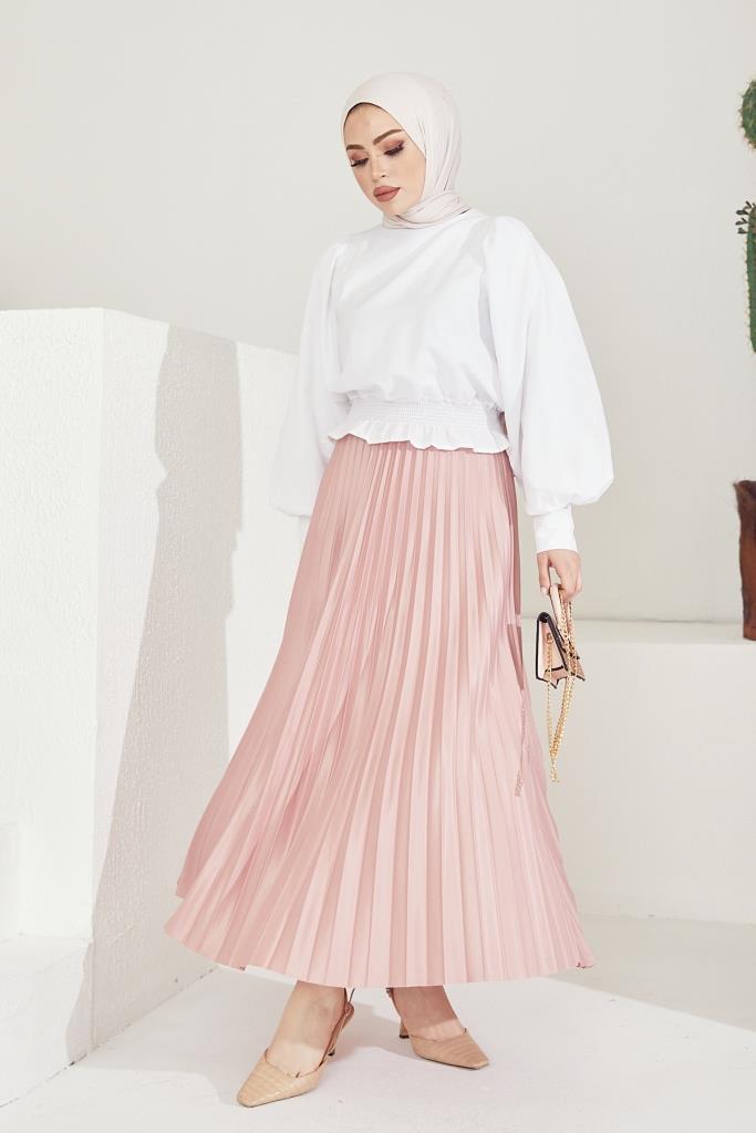 BNG Women Elastic Waist Ruffled Skirt Powder - Clermont
