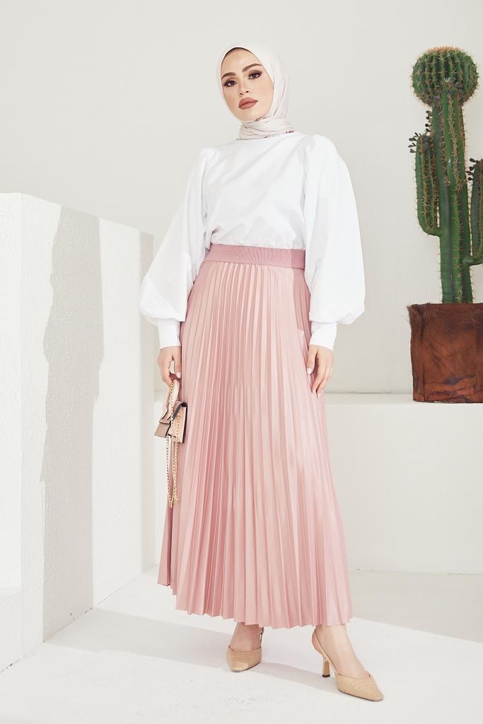 BNG Women Elastic Waist Ruffled Skirt Powder - Clermont